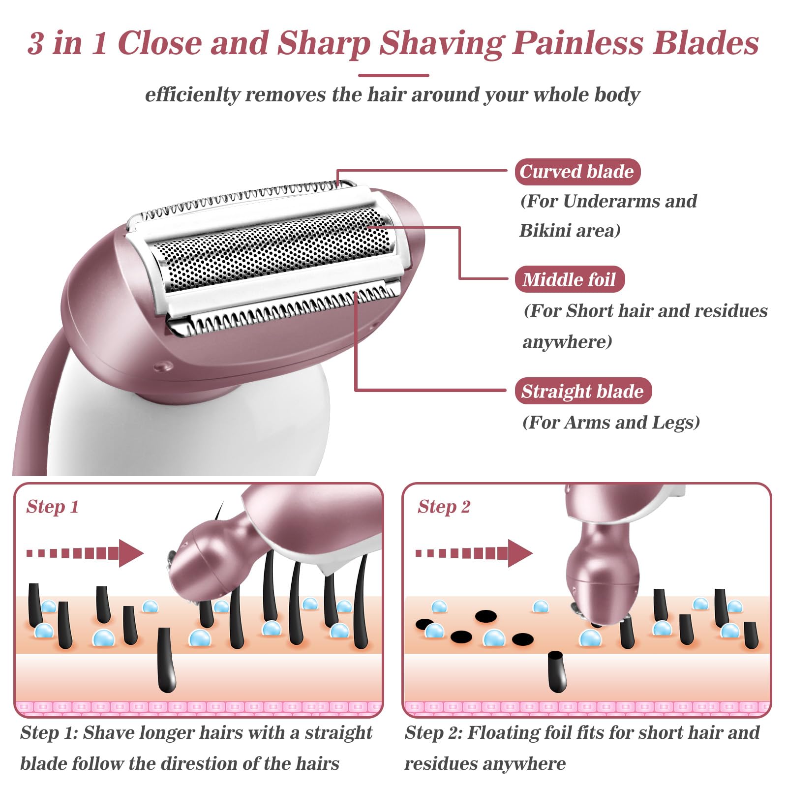 Akunbem shaver underarm area pink precise trimming