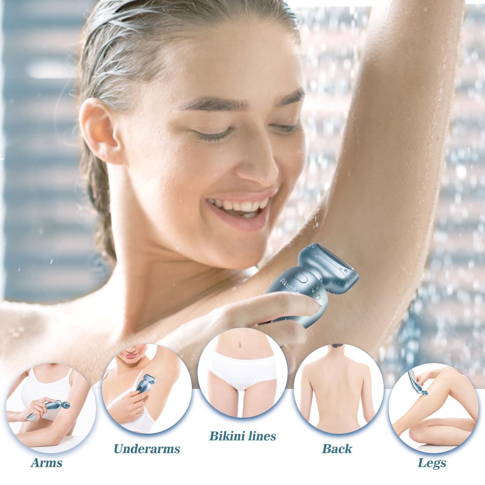 Akunbem blue shaver in action, removing hair for smoother skin confidence