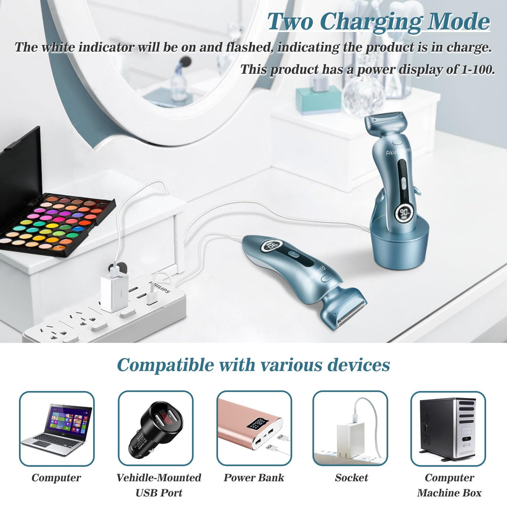 Akunbem womens shaver supports wet and dry use for flexible routines