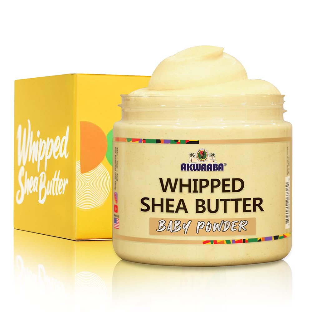 AKWAABA whipped shea body butter baby powder bottle hydrates skin