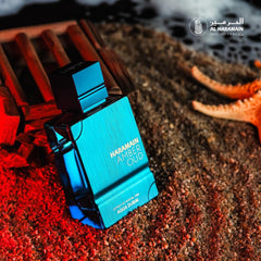 Al Haramain Amber Oud Aqua Dubai base notes pair vanilla and musk for lasting warmth.