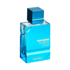 Al Haramain Amber Oud Aqua Dubai bottle shot shows elegant design and premium presentation.
