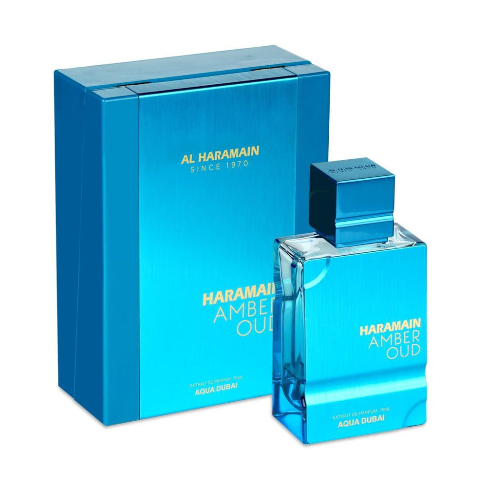 Al Haramain Amber Oud Aqua Dubai top notes highlight bergamot and mandarin for a fresh entry.