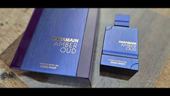 Al Haramain Amber Oud Dubai Night packaging box hints at unisex luxury.