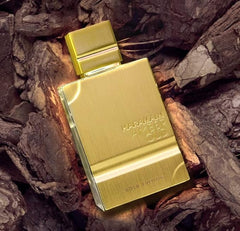 Al Haramain Amber Oud Gold Edition bottle cap closeup highlights premium detailing.