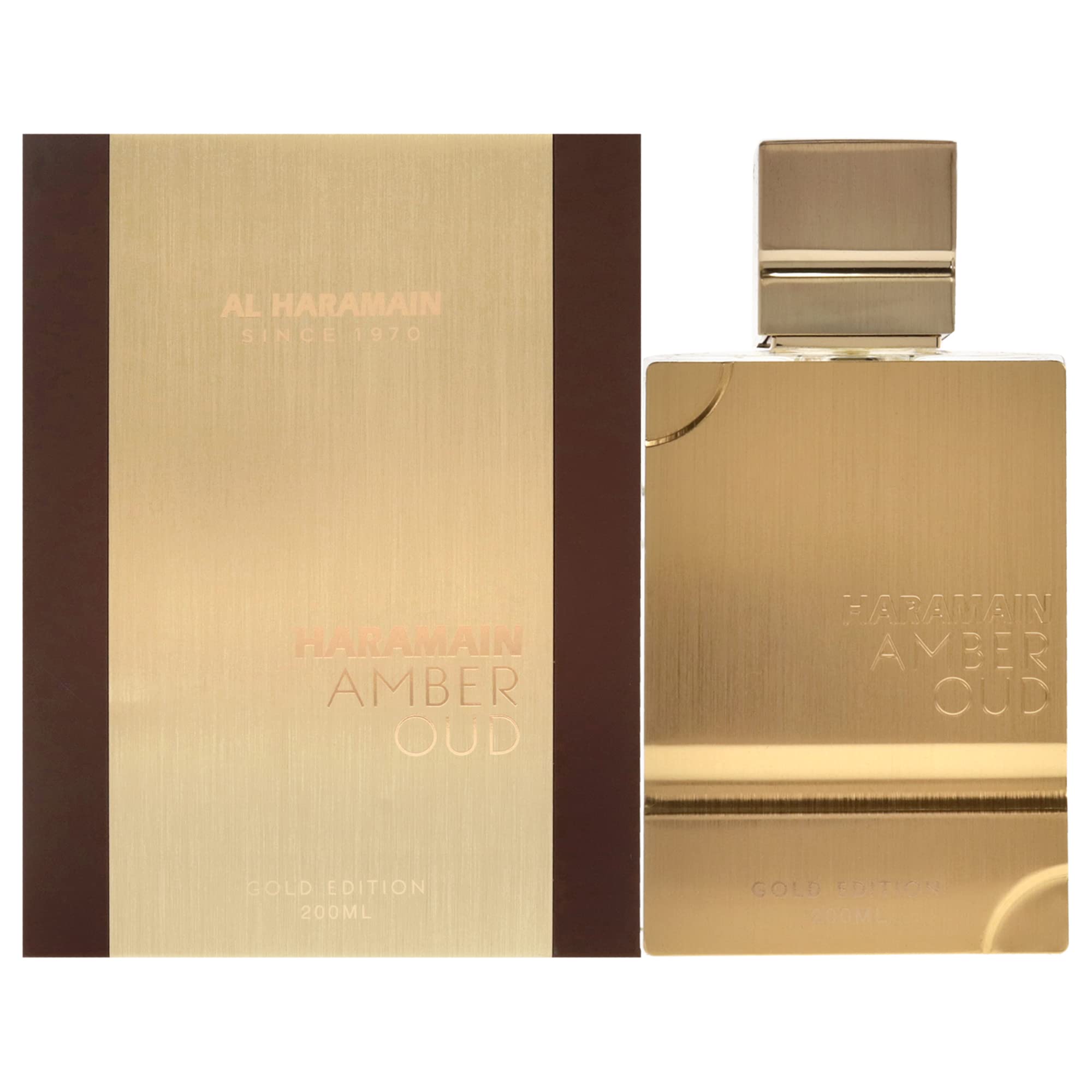 Al Haramain Amber Oud Gold Edition bottle front for a luxurious evening fragrance.