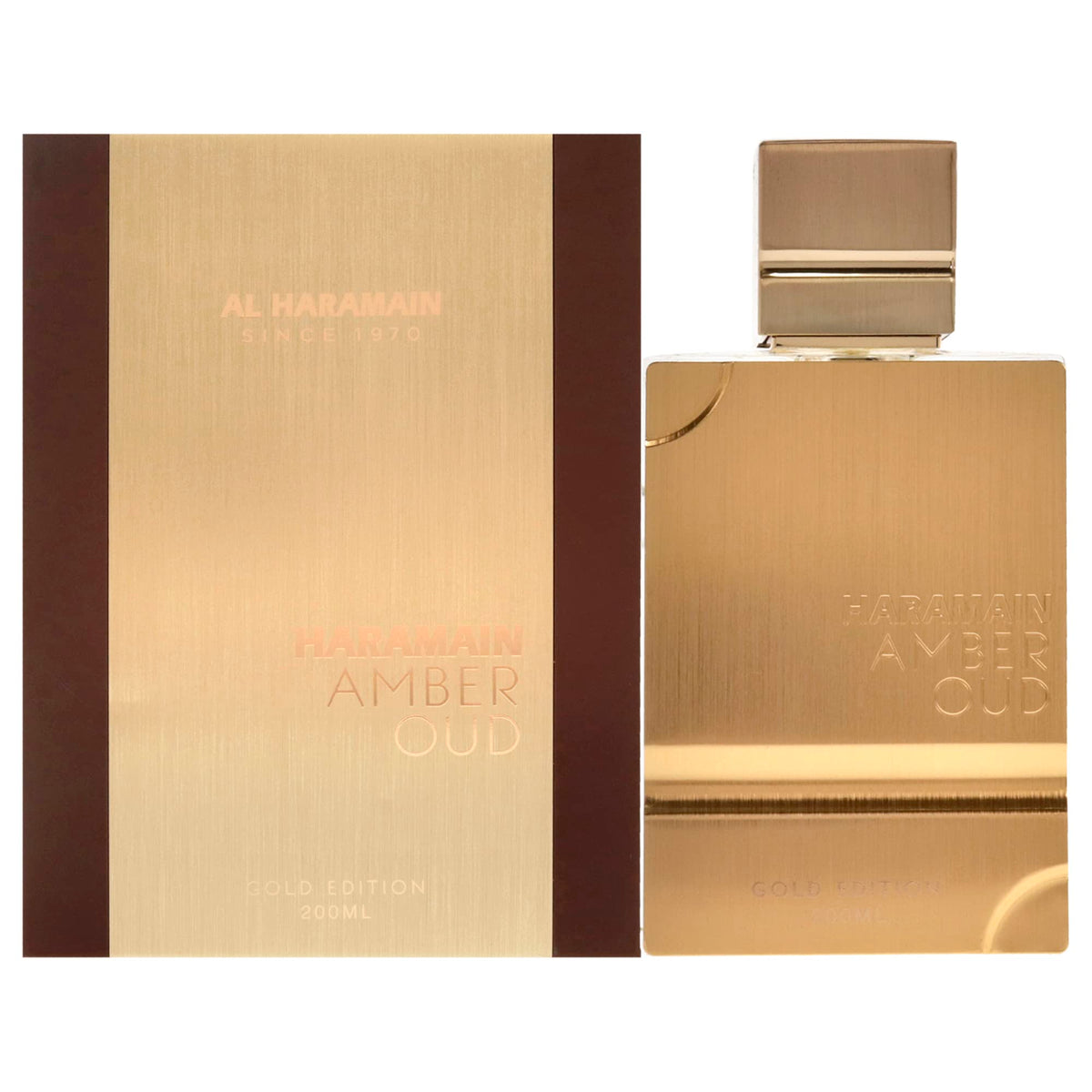 Al Haramain Amber Oud Gold Edition bottle front for a luxurious evening fragrance.