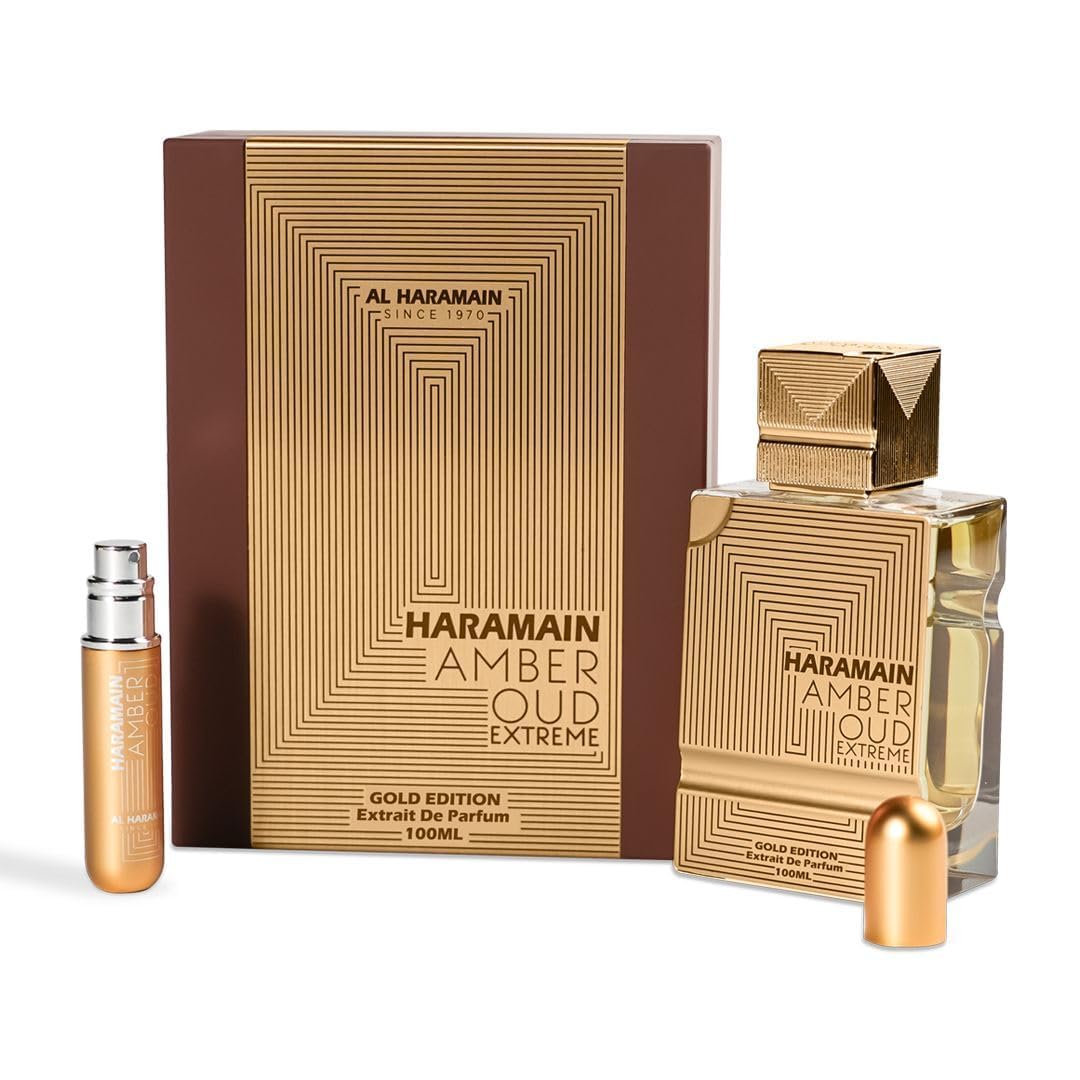 Al Haramain Amber Oud Gold Edition Extreme heart notes melon and pineapple for fruity elegance.