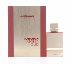 Al Haramain Amber Oud Rouge bottle shot shows elegant glass bottle for everyday luxury.