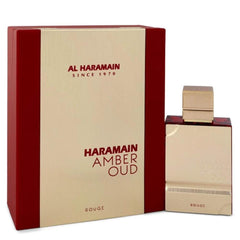 Al Haramain Amber Oud Rouge close-up highlights saffron note for bold first impression.