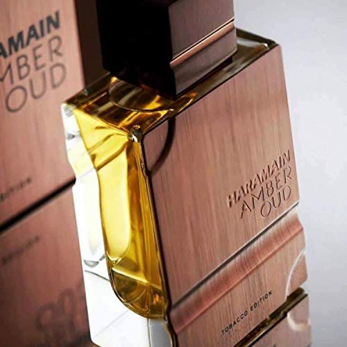 Al Haramain Amber Oud Tobacco Edition packaging showcases gift-ready presentation and Arabic perfumery heritage.