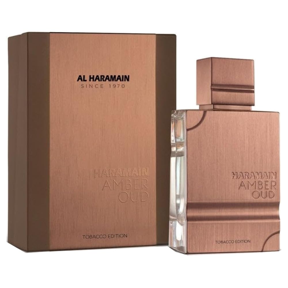 Al Haramain Amber Oud Tobacco Edition fragrance swirl hints at warm tobacco and spice, ideal for evenings.