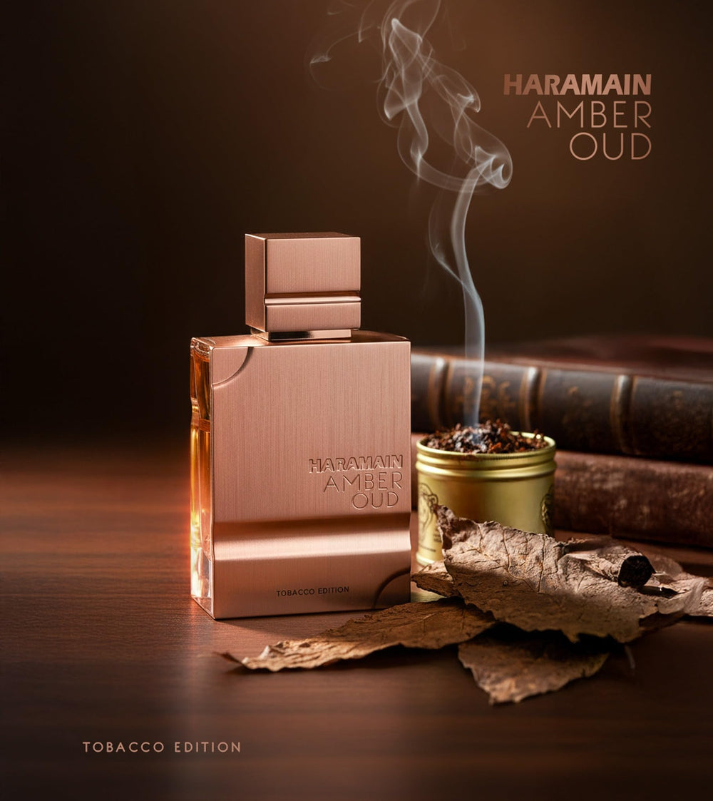Al Haramain Amber Oud Tobacco Edition spray action conveys easy application and long-lasting wear.