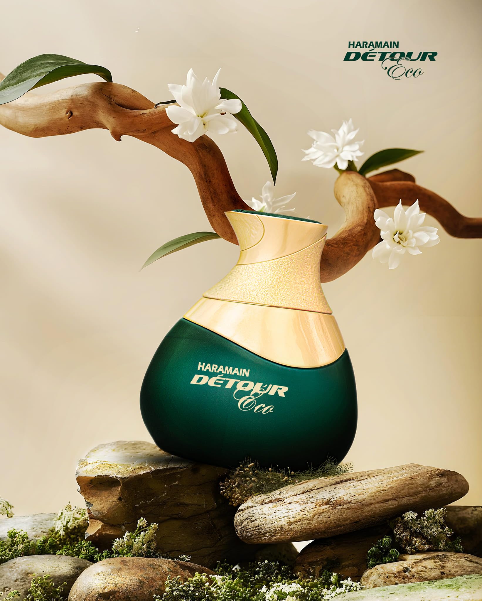 Al Haramain Detour Eco packaging emphasizes premium craftsmanship and sustainable appeal.