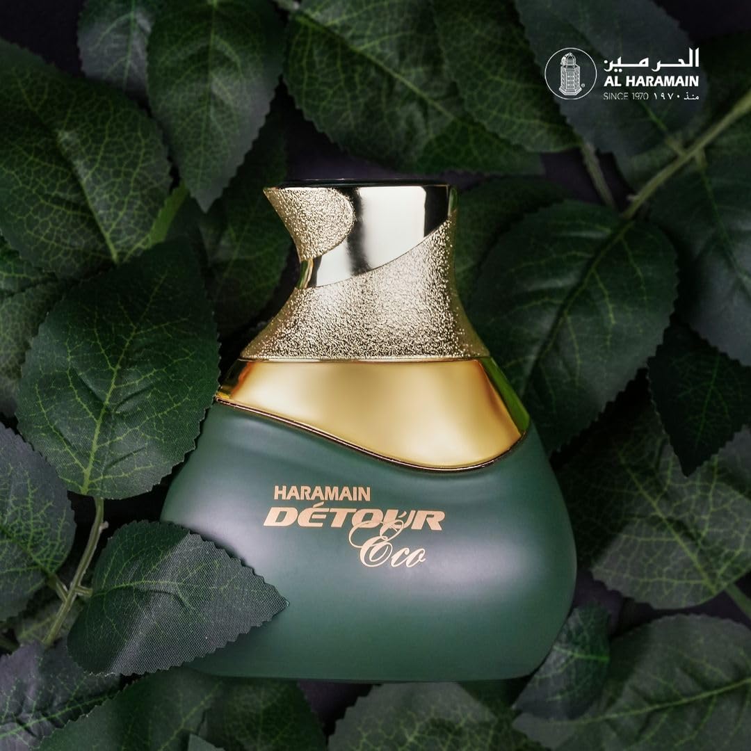 Al Haramain Detour Eco pour showcases a smooth spray ideal for daily wear.