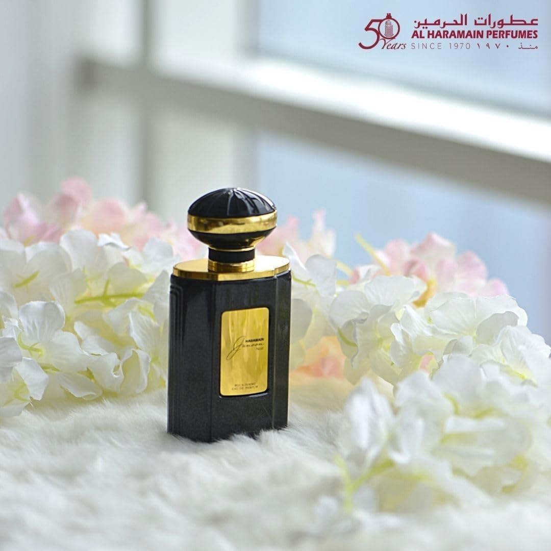 Al Haramain Junoon Noir heart-notes bloom — floral sophistication