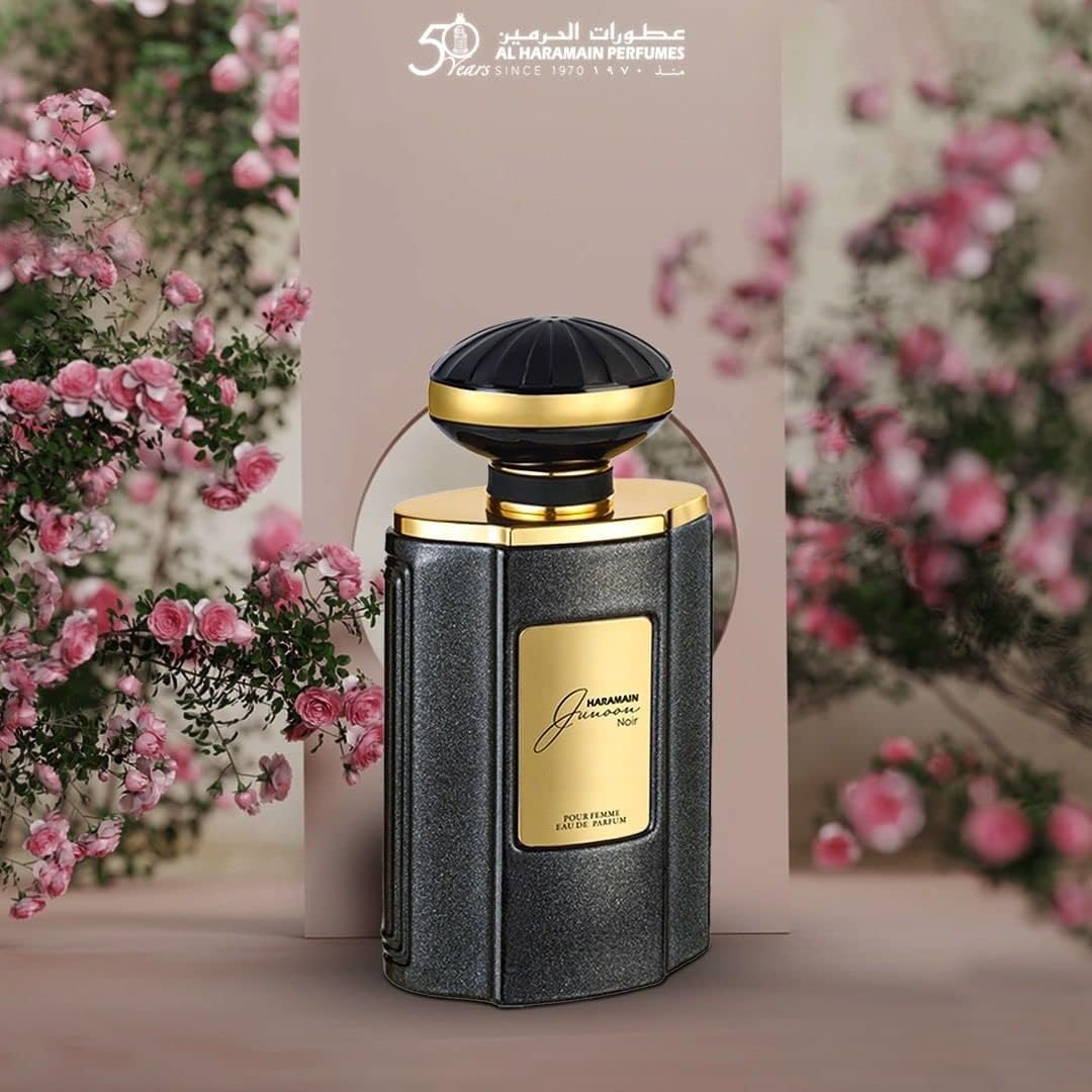 Al Haramain Junoon Noir top-notes spray — crisp opening