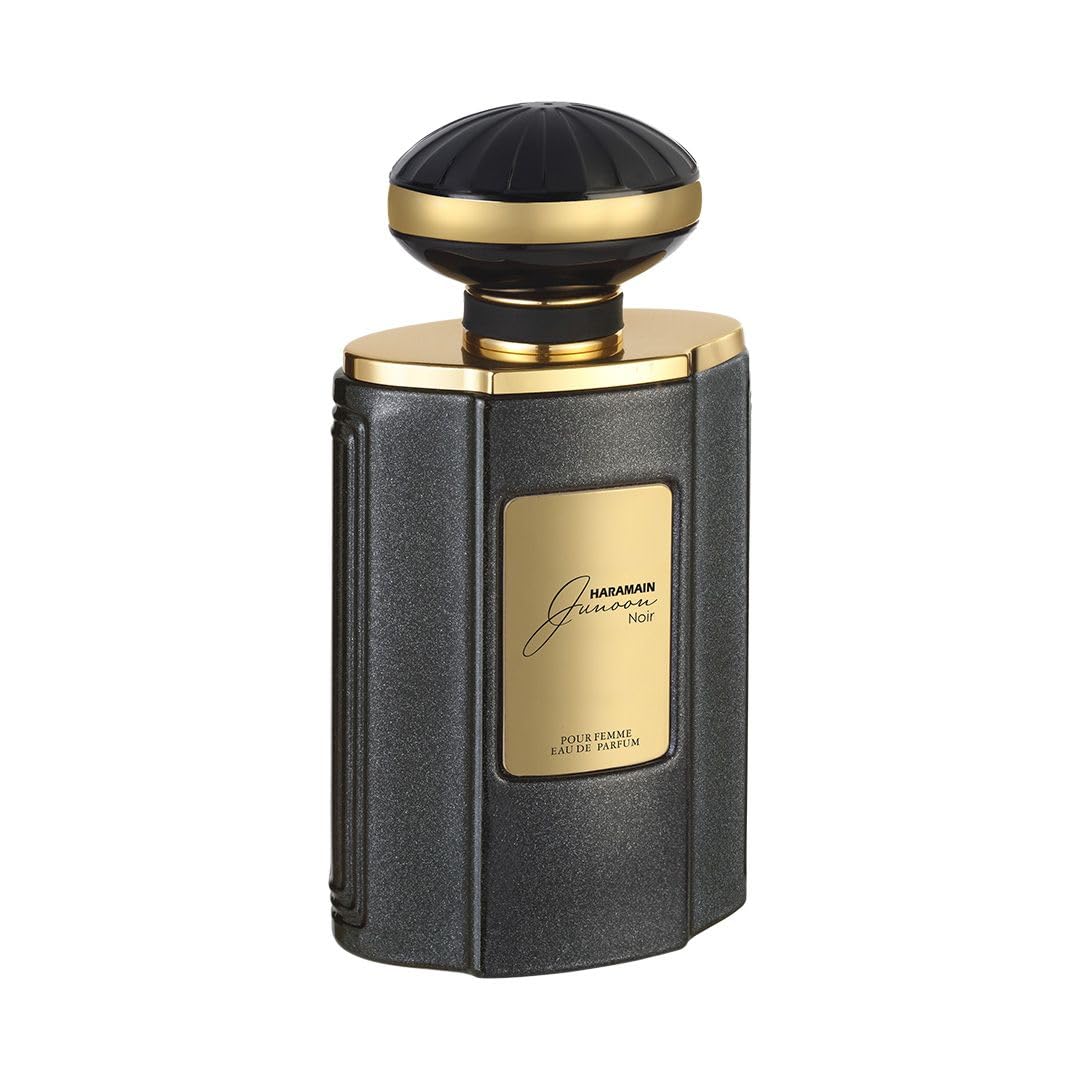 Al Haramain Junoon Noir woman applying — scent for everyday elegance