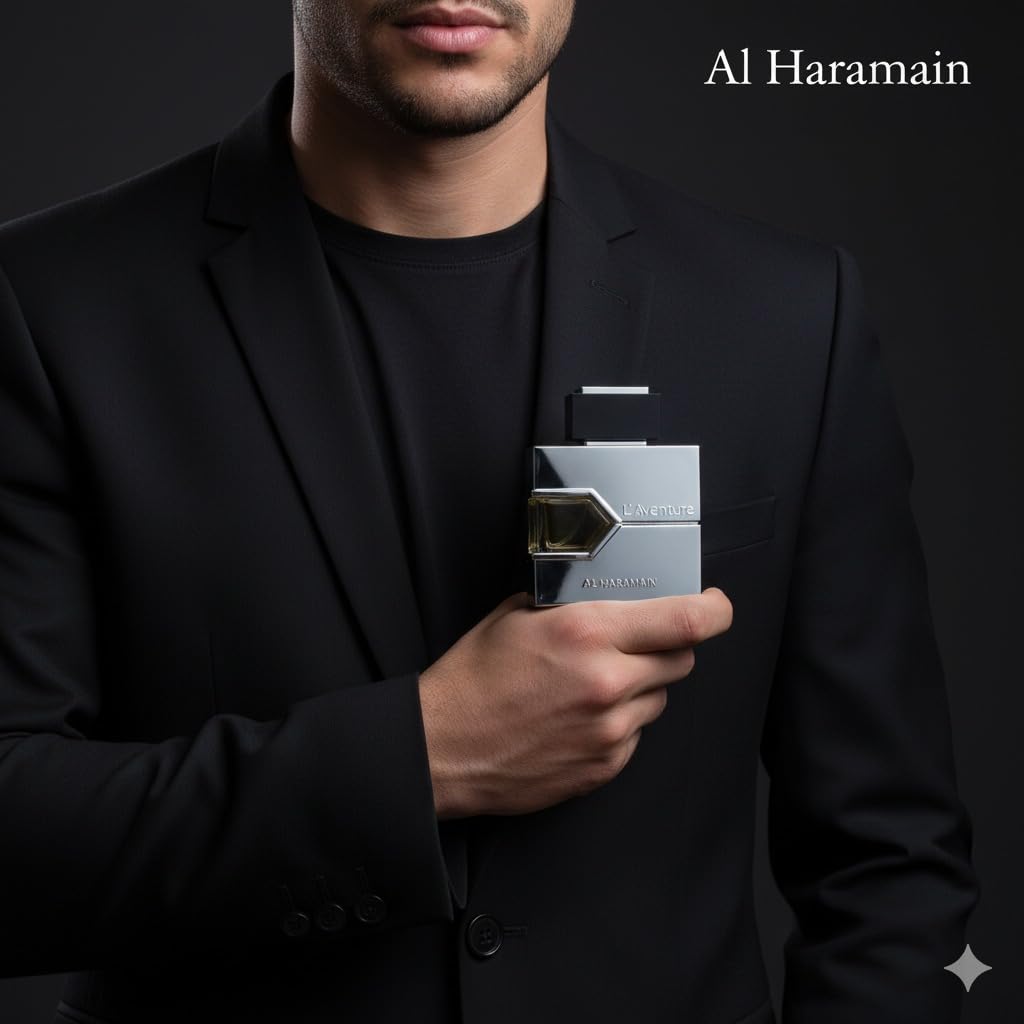 Al Haramain L'aventure bottle back showing premium design