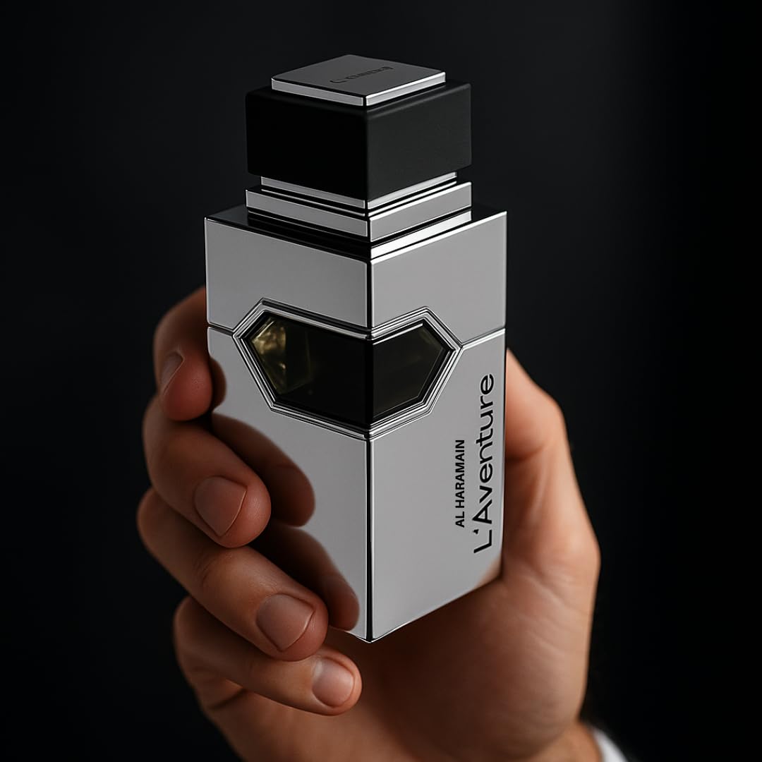 Al Haramain L'Aventure cap close shot conveys premium craftsmanship and attention to detail.