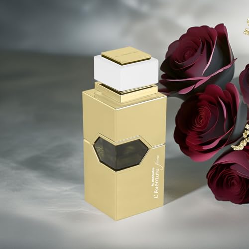 Al Haramain L'Aventure Femme EDP bottle-closeup elegant glass for gift-worthy presentation