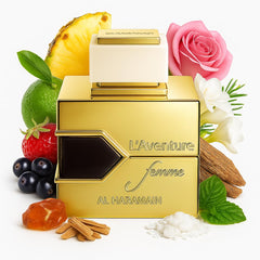 Al Haramain L'aventure Femme White packaging box for gift-ready presentation.