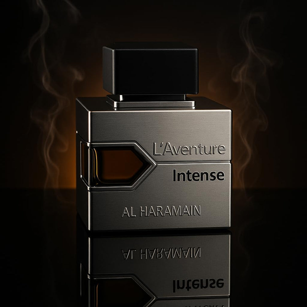 Label close-up showing Bergamot and Amber notes for scent preview