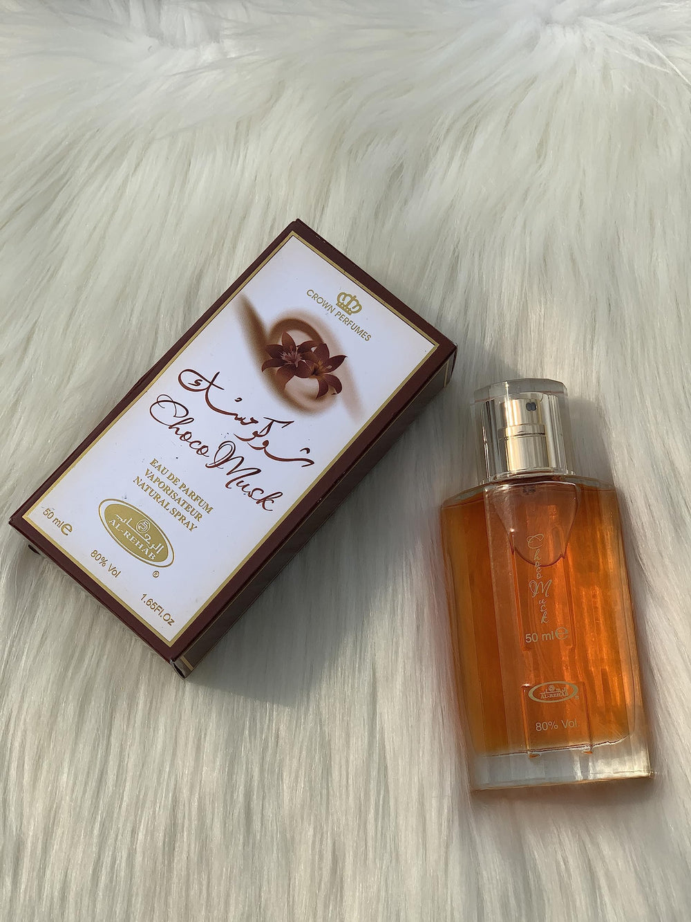 Al-Rehab Choco Musk packaging box showcases authentic brand quality and value.
