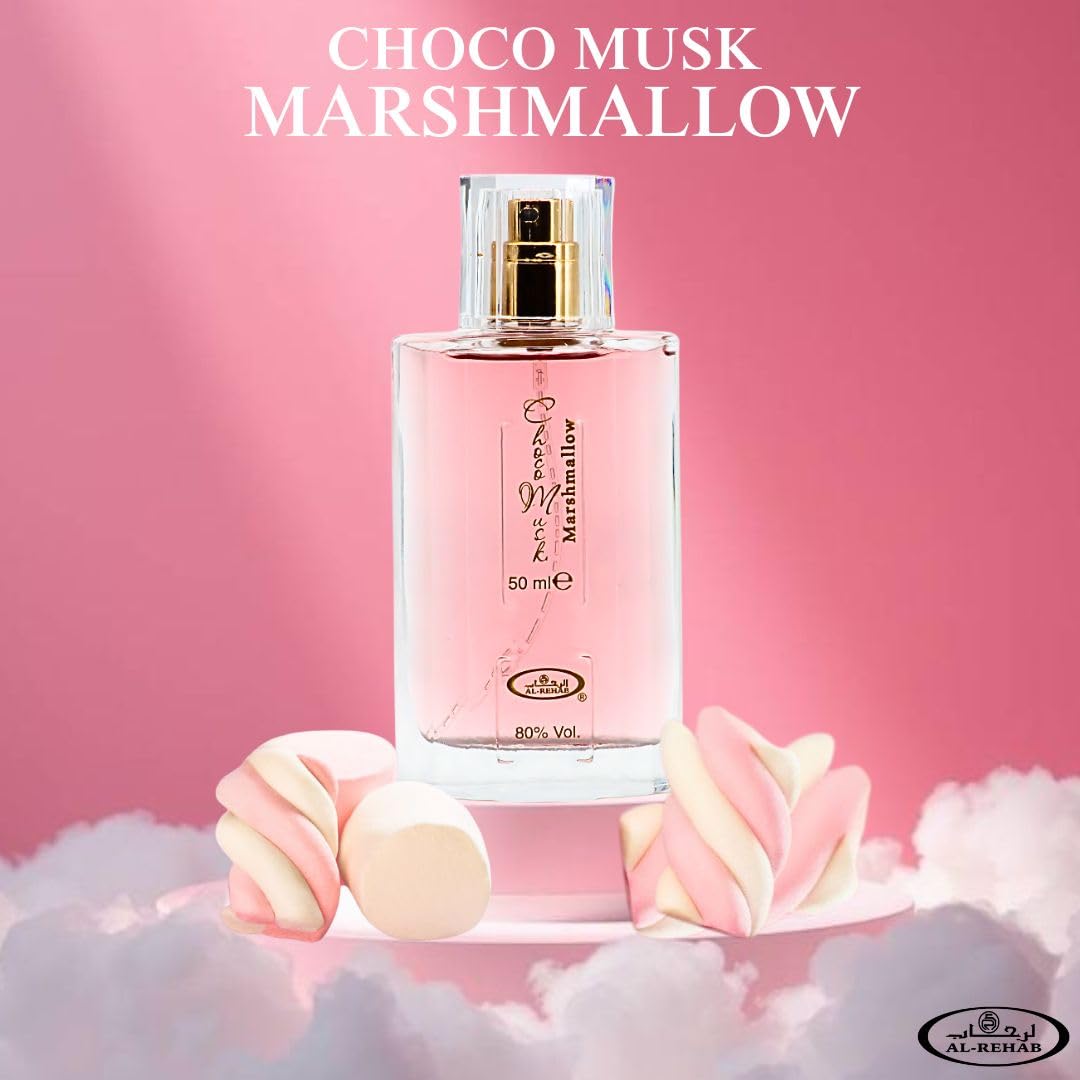 Al-Rehab Choco Musk Pistachio packaging showcases a clean, luxurious look