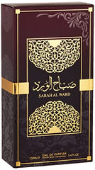 Al Wataniah Sabah Al Ward bottle closeup reveals mandarin orange and pink pepper top notes