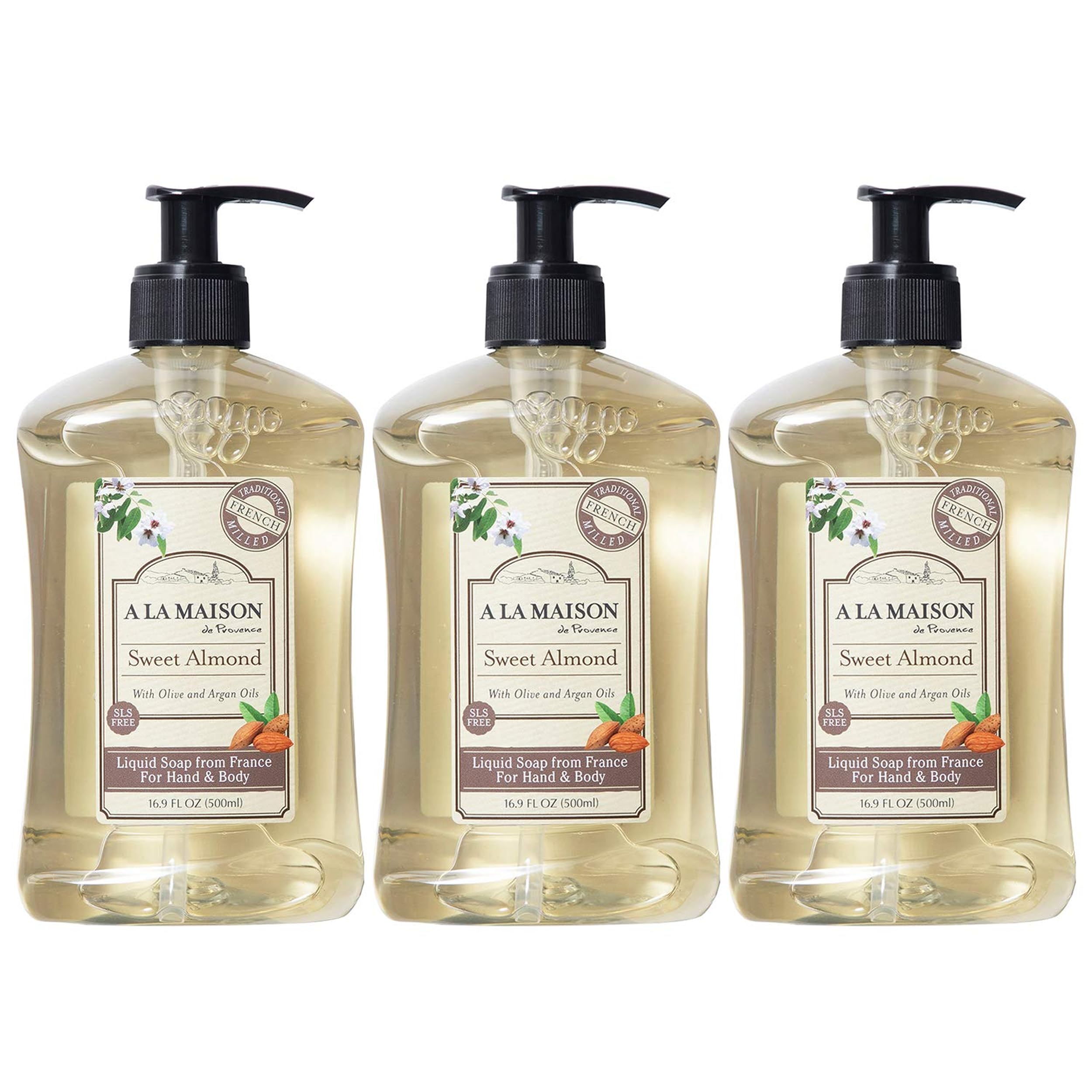 ALA MAISON Almond hand soap bottle front, gentle cleansing with natural ingredients.