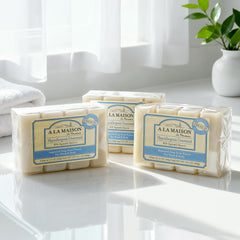 A La Maison hypoallergenic bar soap hand-lather scene shows silky, gentle cleansing