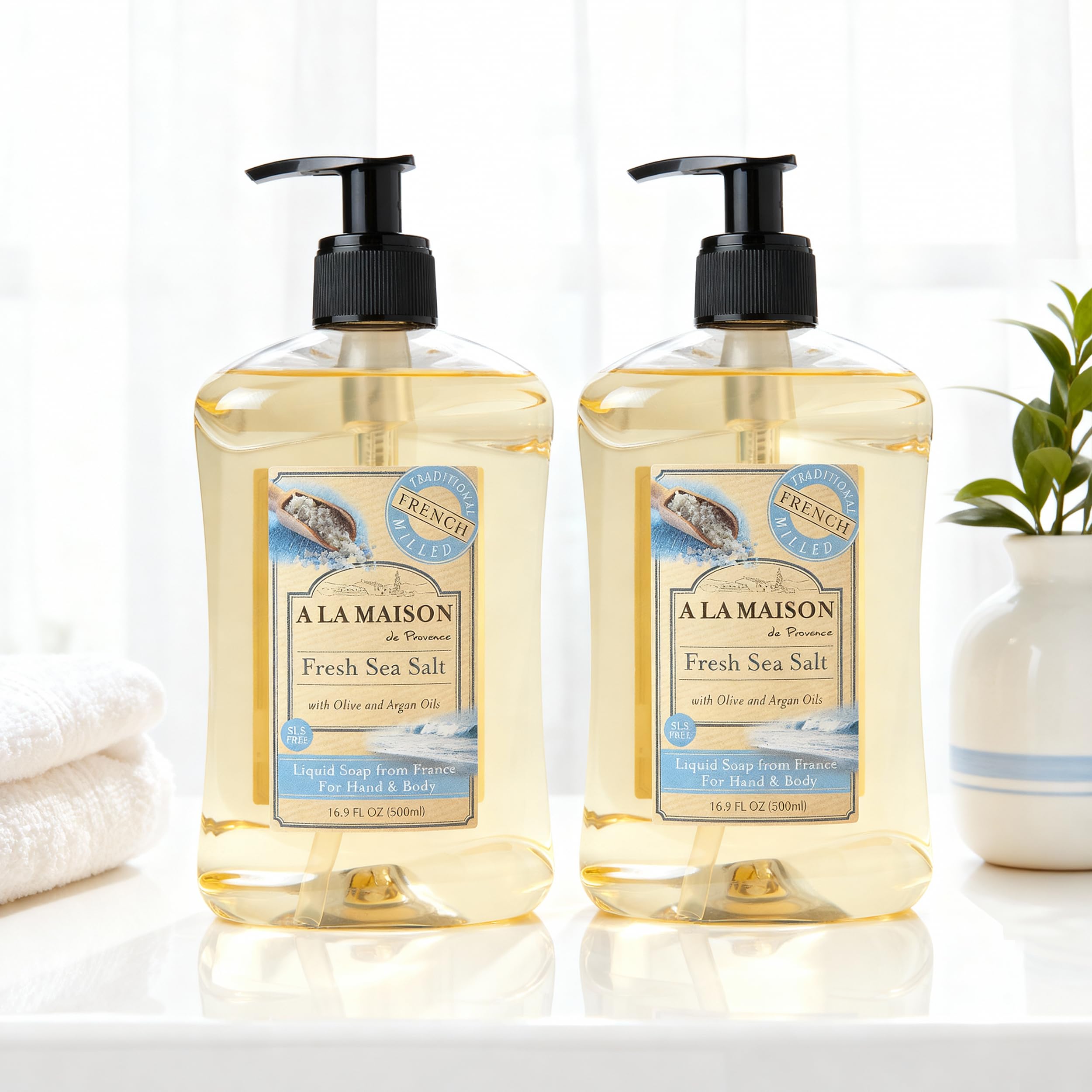 A LA MAISON Olive and Coconut Oils with Vitamin E nourish the skin.