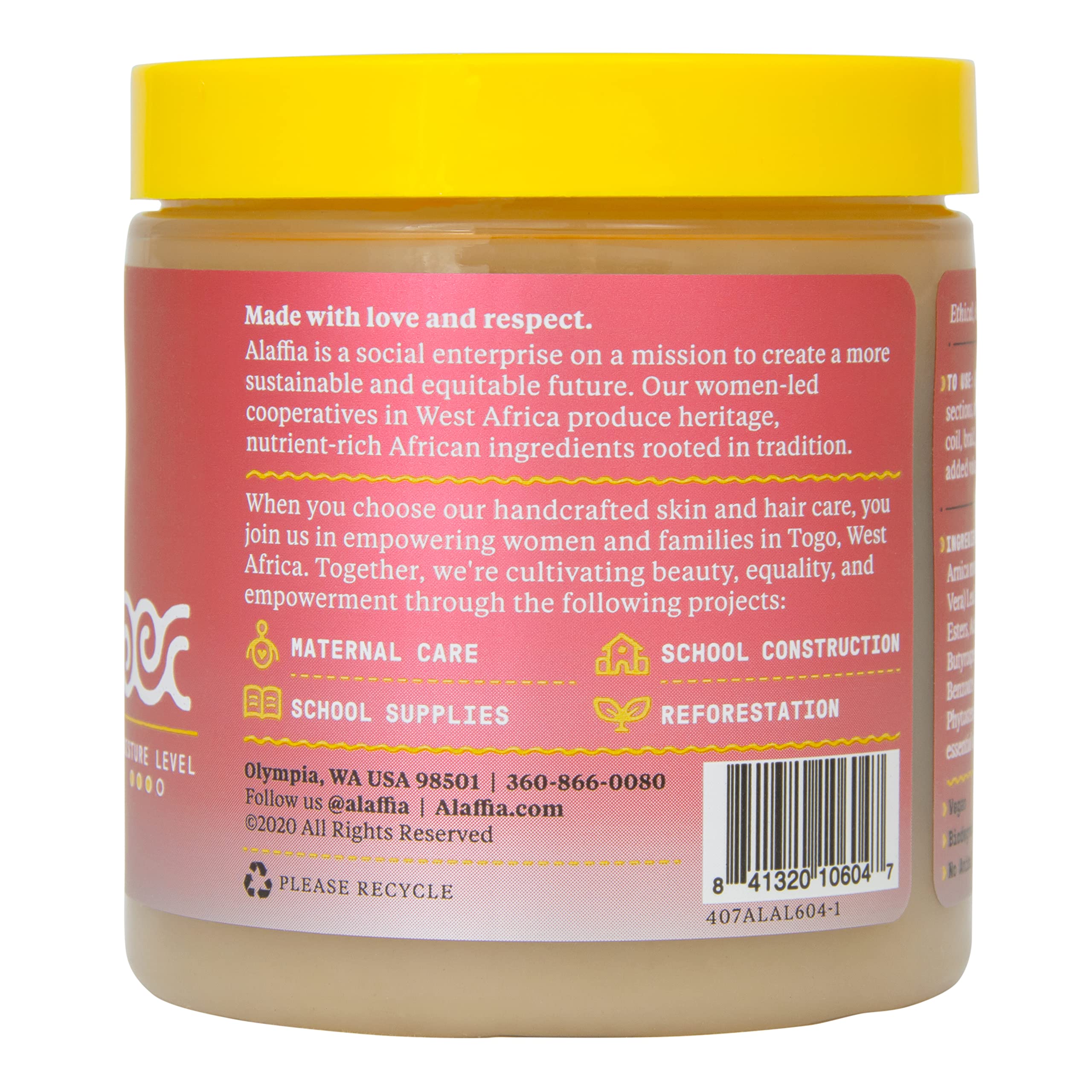 Alaffia Beautiful Curls Curl Custard with shea butter detail emphasizes nourishment for curls.