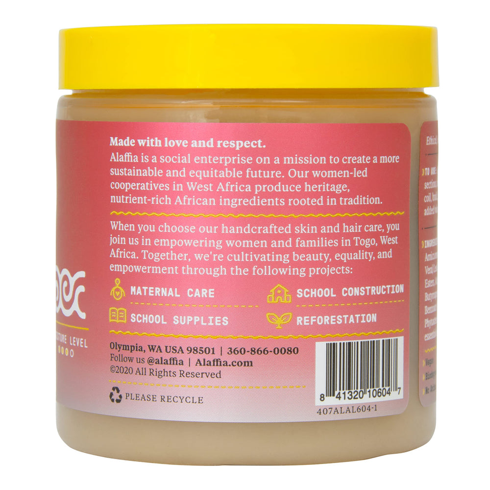 Alaffia Beautiful Curls Curl Custard with shea butter detail emphasizes nourishment for curls.