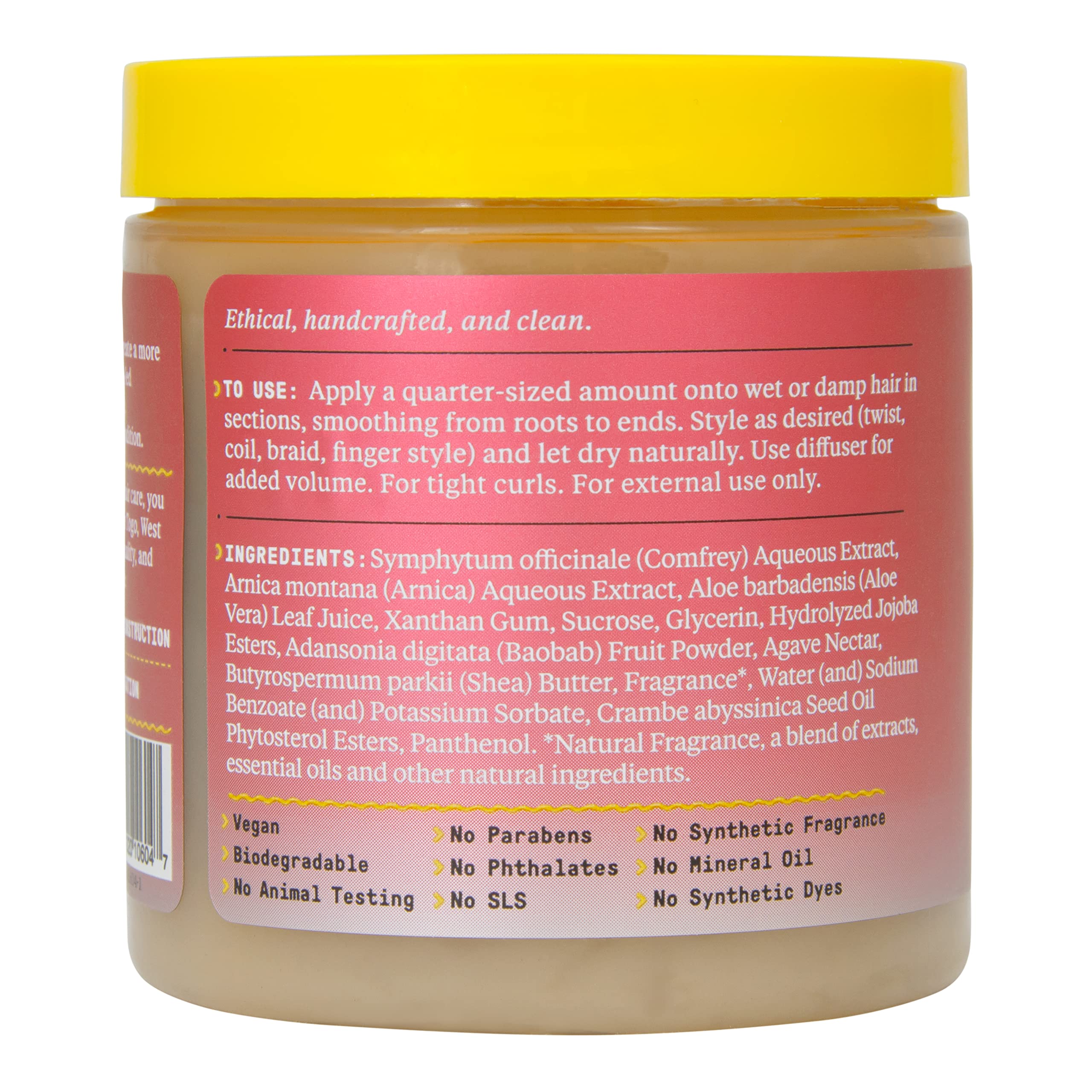Alaffia Beautiful Curls Curl Custard being applied to wet hair for defined styling.