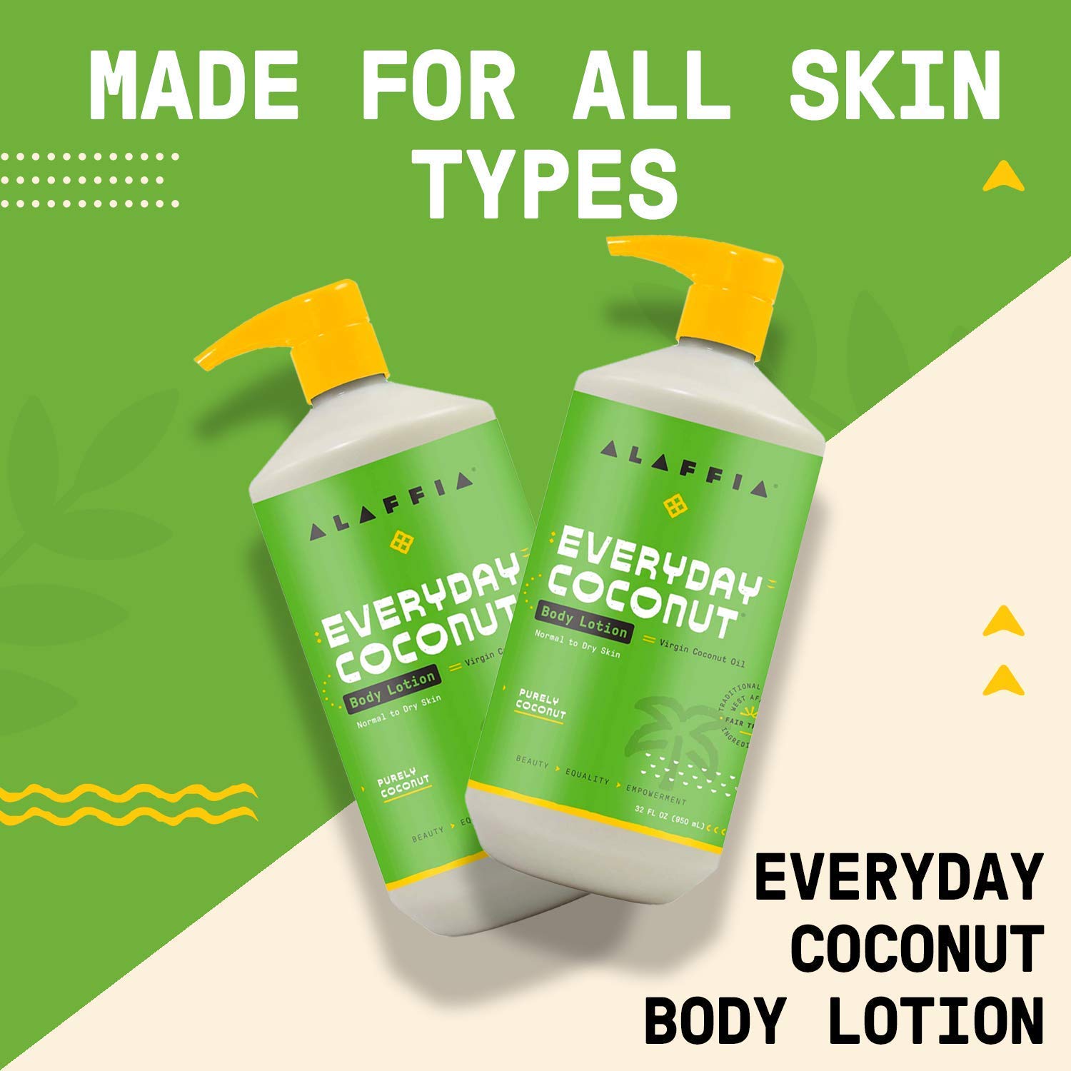 Alaffia EveryDay Coconut Body Lotion texture applied on forearm for moisturizing dry skin.