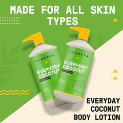Alaffia EveryDay Coconut Body Lotion texture applied on forearm for moisturizing dry skin.