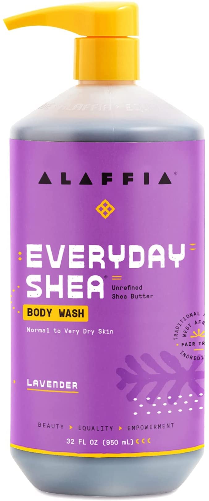Alaffia Everyday Shea Body Wash lavender fragrance for a calming morning ritual.