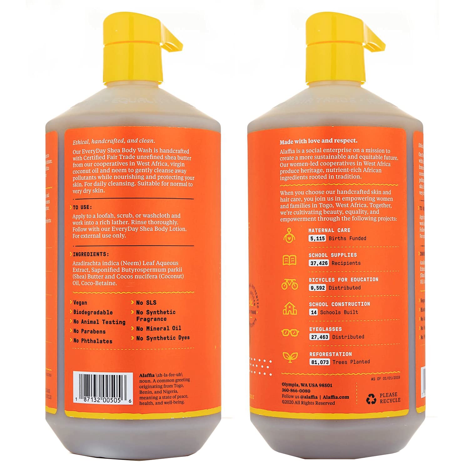 Alaffia Everyday Shea Body Wash pump application delivering gentle lather.