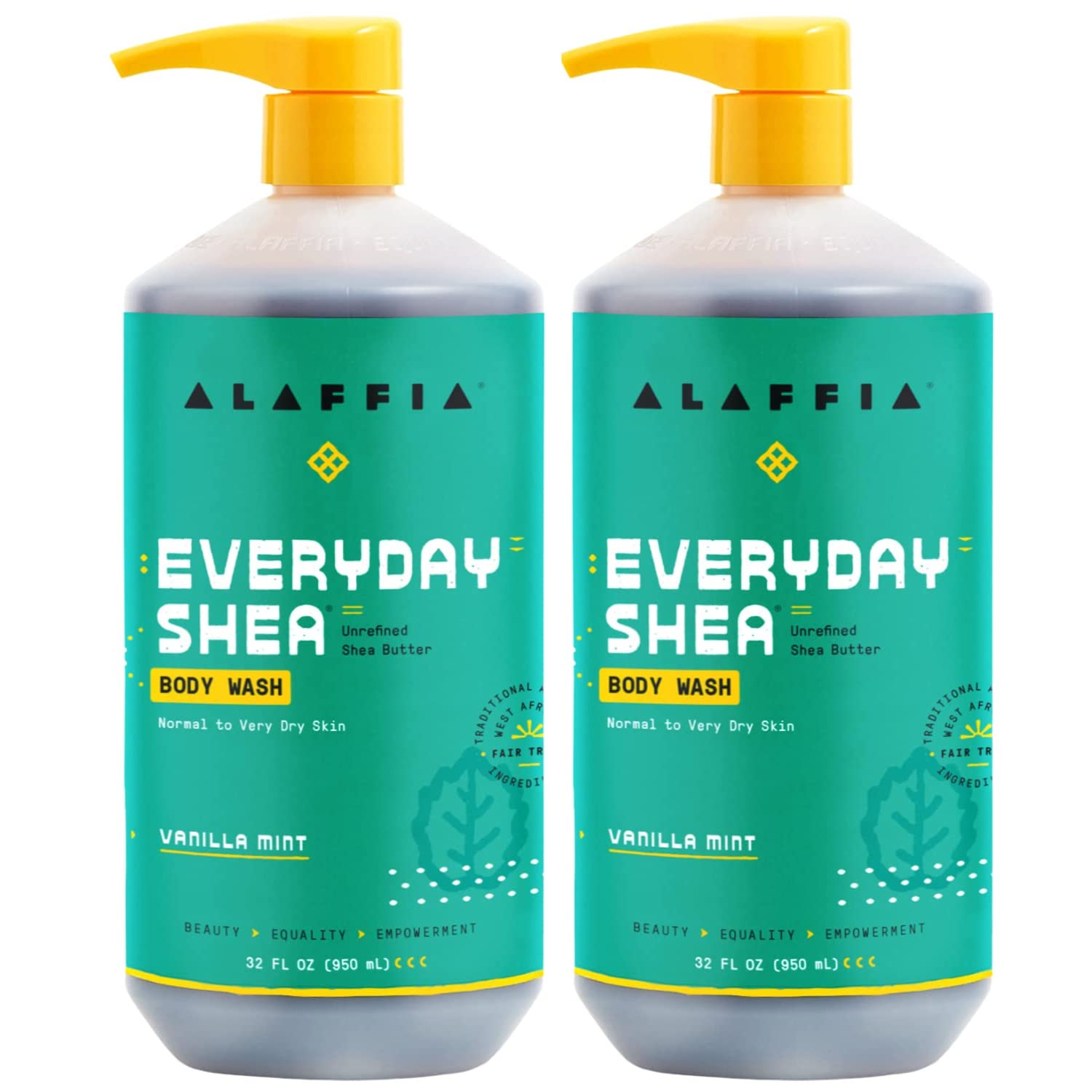 Alaffia Everyday Shea Body Wash vanilla mint bottle shows refreshing scent for moisturizing cleanse