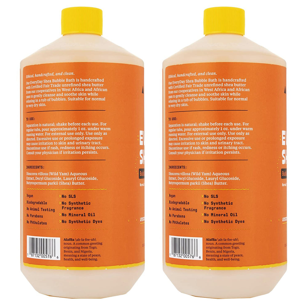 Alaffia Everyday Shea Bubble Bath bubbles in a tub for soothing relaxation