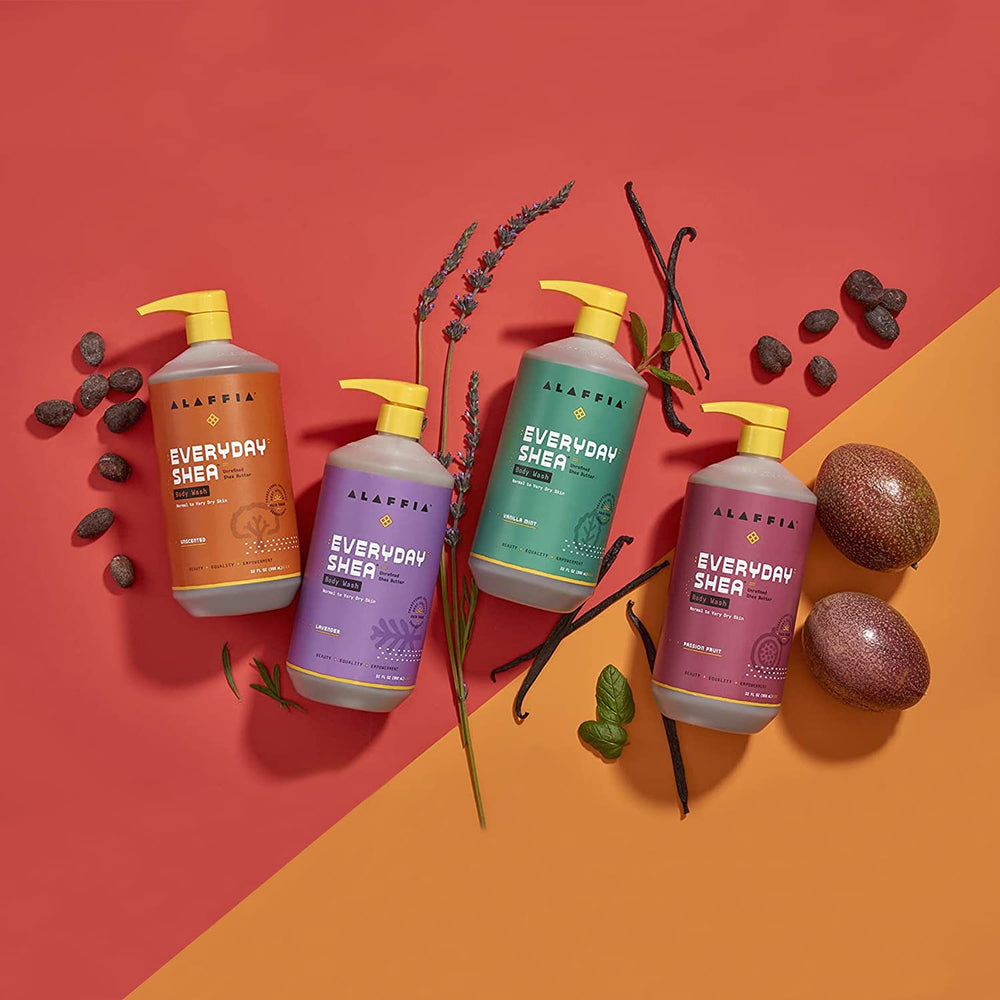Alaffia EveryDay Shea Shampoo fair-trade cooperatives image shows ethical sourcing.