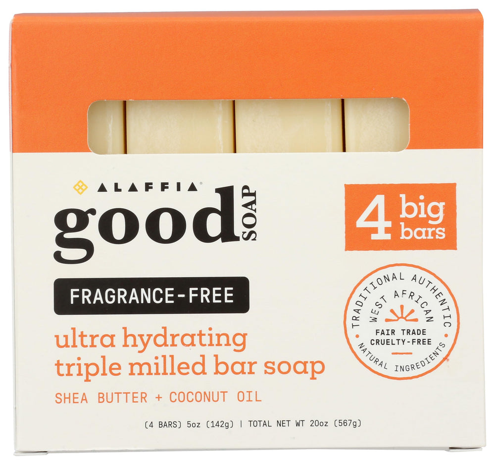 Alaffia fragrance-free good soap bottles provide gentle cleansing for sensitive skin.
