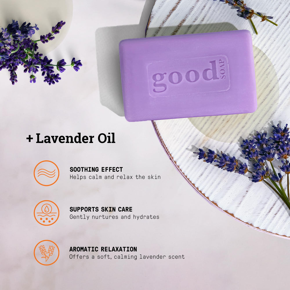 Alaffia Good Soap Lavender in shower yields refreshing, creamy lather.