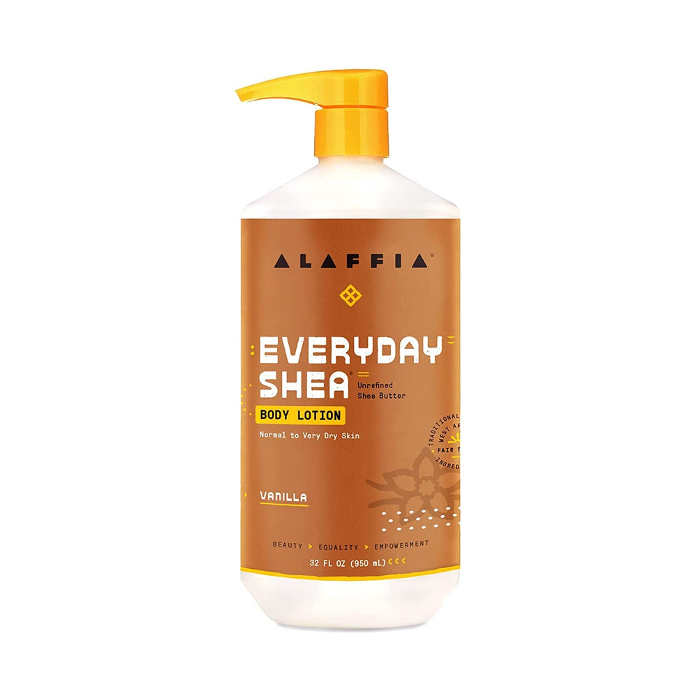 Alaffia lotion on skin shows smooth, hydrated texture after application