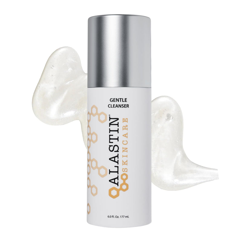 ALASTIN Gentle Cleanser Foaming Gel bottle on sink for hydrating daily cleansing.