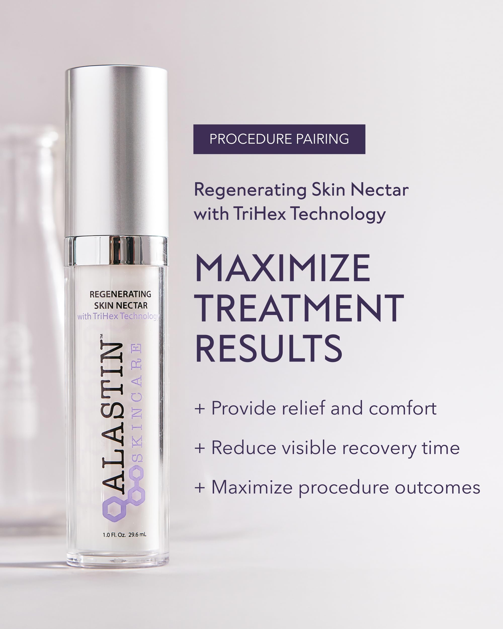 ALASTIN Regenerating Skin Nectar being applied to face for post-procedure soothing