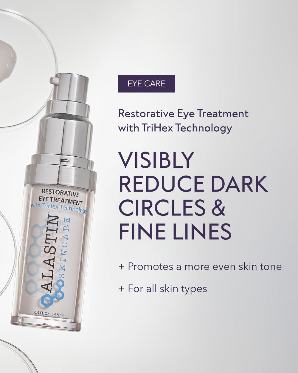 ALASTIN Restorative Eye Treatment packaging label highlights premium anti-aging eye care