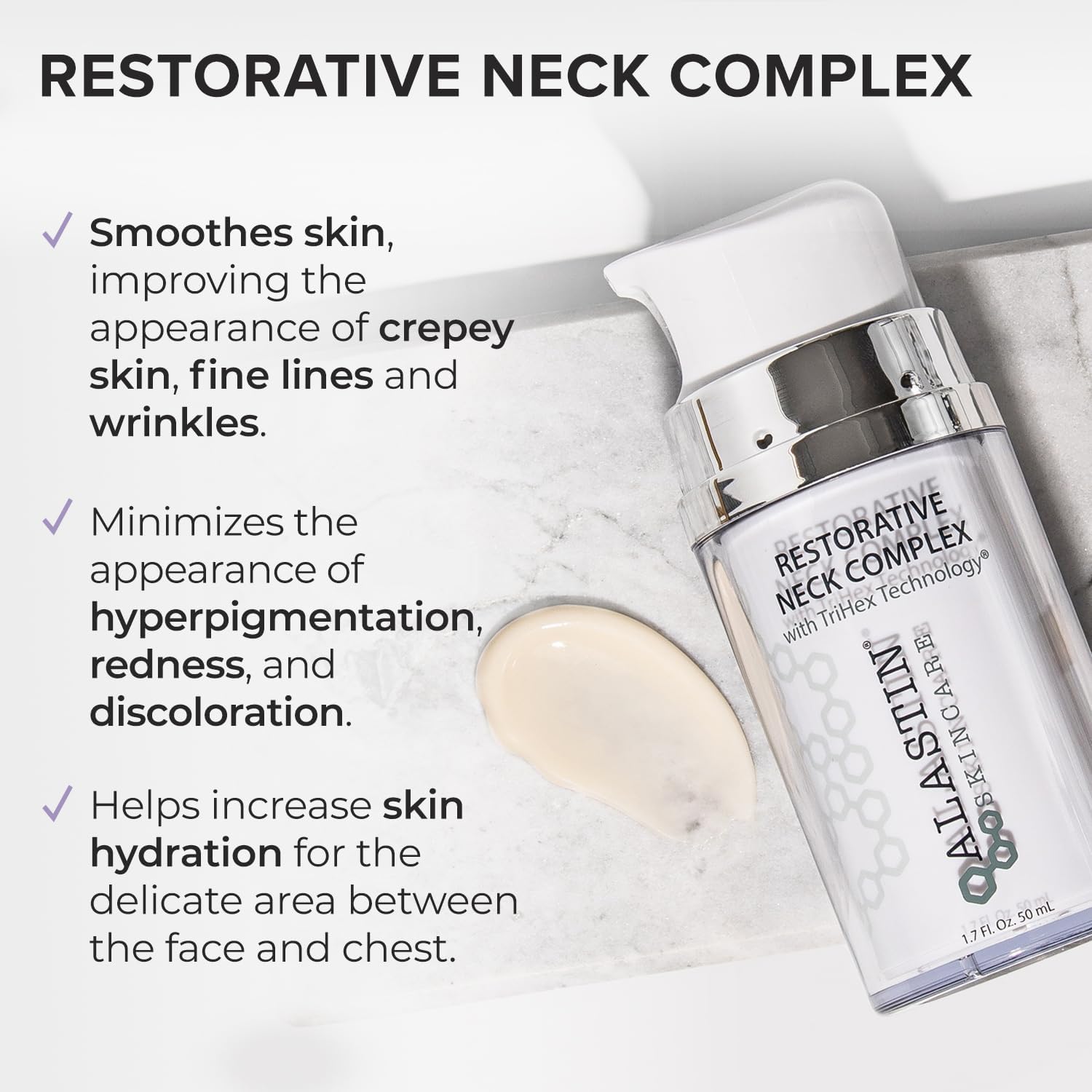 ALASTIN Restorative Neck Complex texture close-up showing smoothing potential